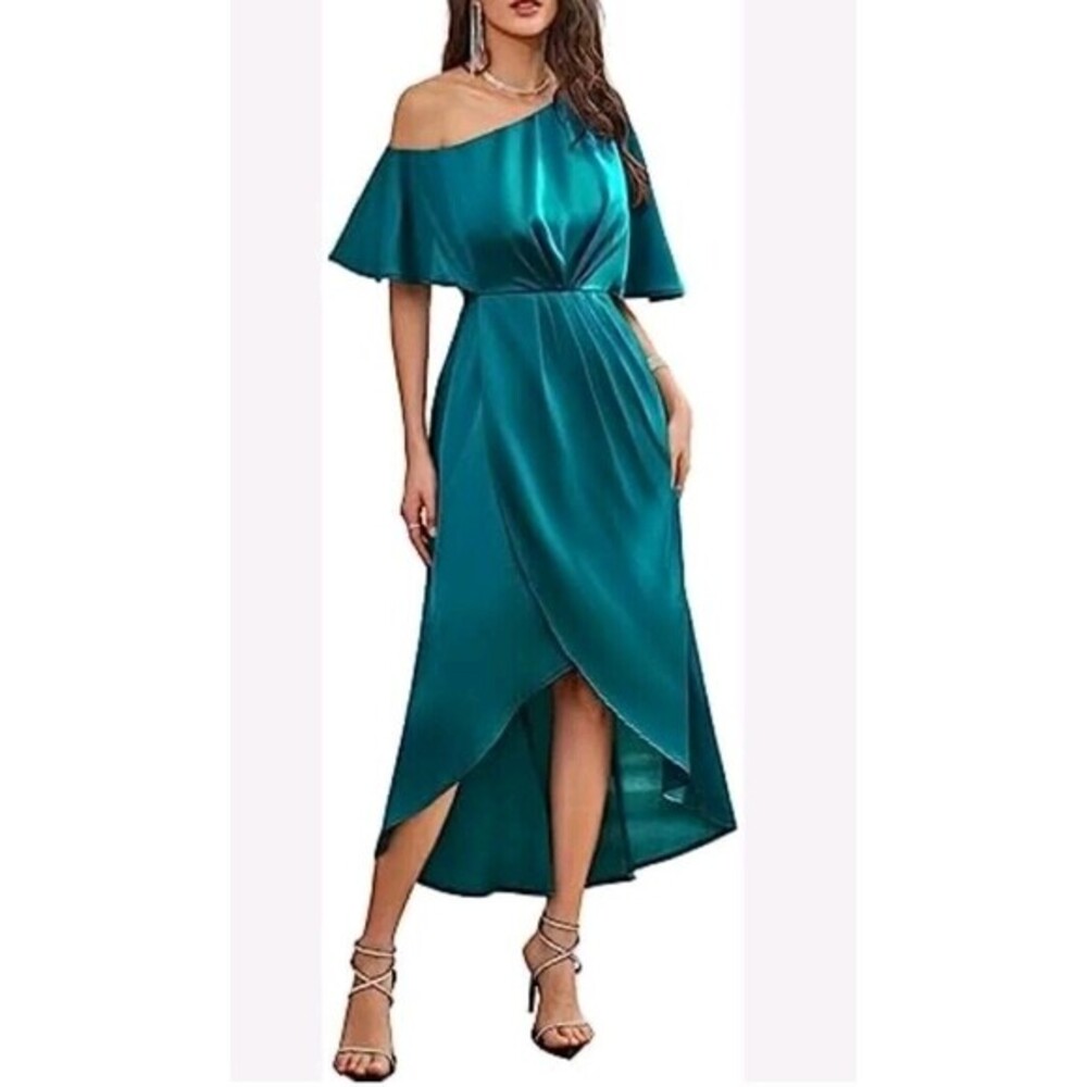 GRACE KARIN NWT S 2023 Off One Shoulder Satin Cocktail‎ Wedding Formal Dress - Picture 12 of 12